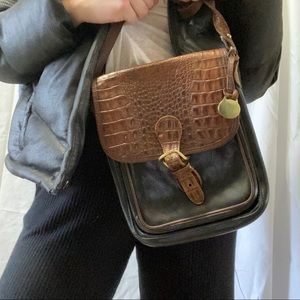 Vintage BRAHMIN Brown & Black Crocodile Crossbody